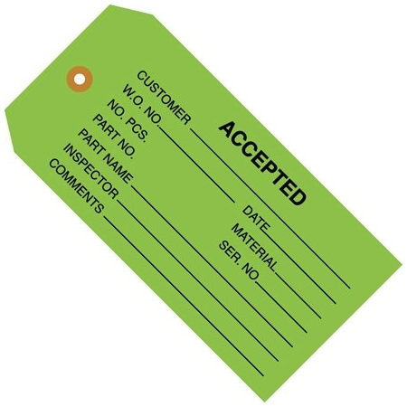 Bsc Preferred 4 3/4 x 2-3/8'' - ''Accepted Green'' Inspection Tags, 1000PK BUY00029985